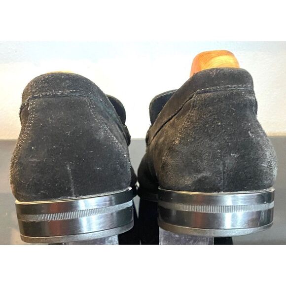 Stacy Adams Nesbit Black Leather Suede Almond Apron Pinch Toe Shoes Size 10.5 M - Picture 8 of 9